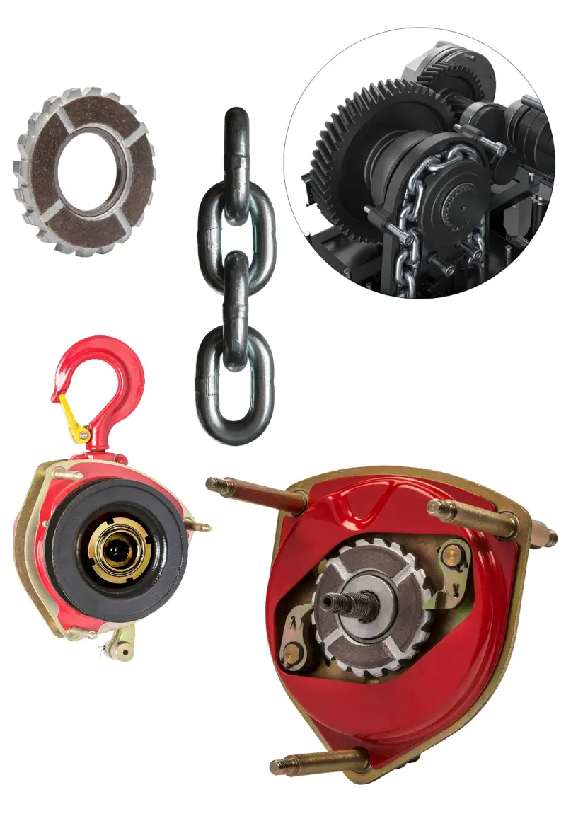 Ersatzteile für Hebezeuge kaufen: Bauteile für Kettenzüge, Lastketten, Getriebeeinheiten und Handkettenzüge in einer Übersichtsgrafik