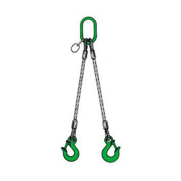 2-Strang Anschlagseil mit zwei Haken – für symmetrische Lastverteilung und flexible Hebevorgänge.