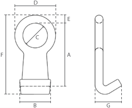 Maßzeichnungen und Abmessungen von DELTALOCK Fasshaken - Güteklasse 8 nach EN 1677