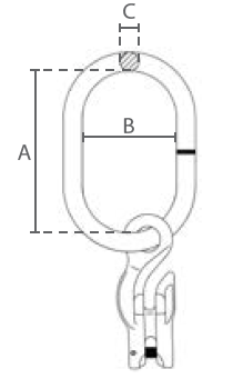 Maßzeichnungen und Abmessungen von DELTALOCK Aufhängeringe mit Verkürzungshaken - Güteklasse 10
