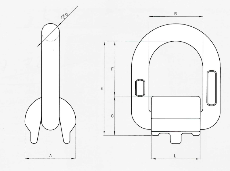 Maßzeichnungen und Abmessungen von SFA Lastböcke zum Zurren mit LC-Kennzeichnung