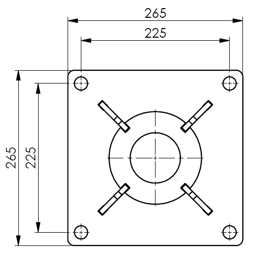 Maßzeichnungen und Abmessungen von Swivel-Davit-Drehkran socket – Fußboden