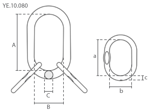 Maßzeichnungen und Abmessungen von DELTALOCK Aufhängeringe 3+4 Strang - Güteklasse 10