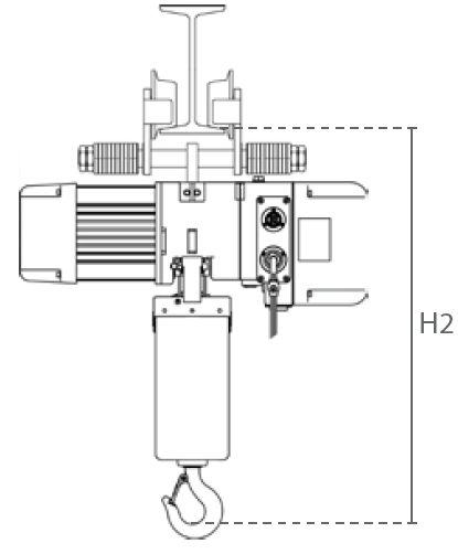 Maßzeichnungen und Abmessungen von DELTA Elektrischer Kettenzug DTS - 400V