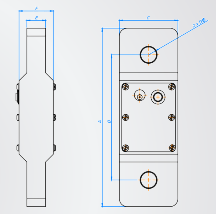 Maßzeichnungen und Abmessungen von EHP Zugmesslasche ZL-V2