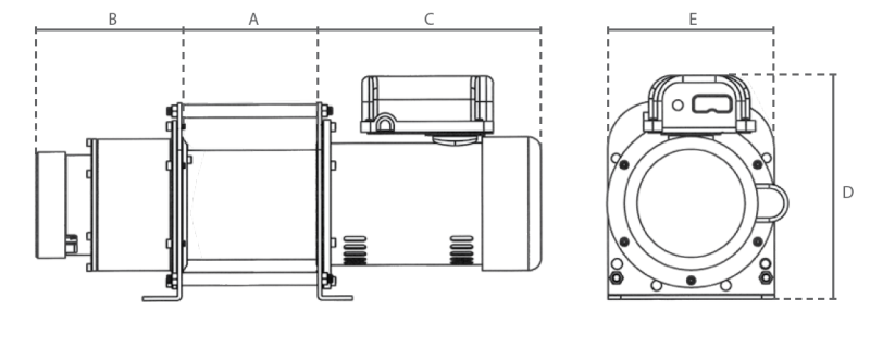 Maßzeichnungen und Abmessungen von DELTA Elektrische Seilwinde DPS - 230V