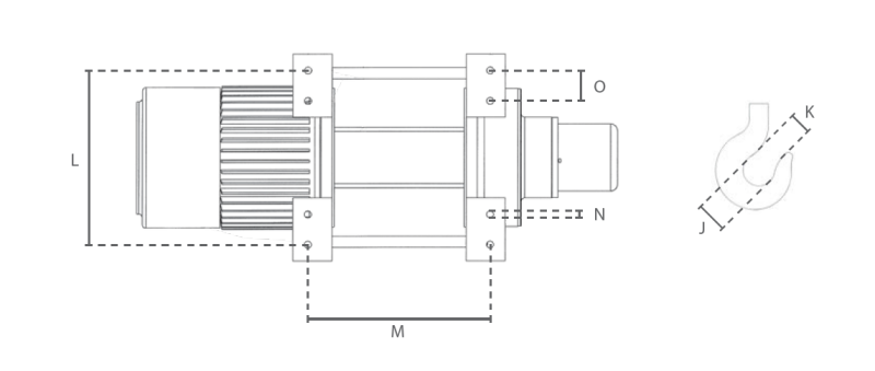 Maßzeichnungen und Abmessungen von DELTA Elektrische Seilwinde DPS - 230V