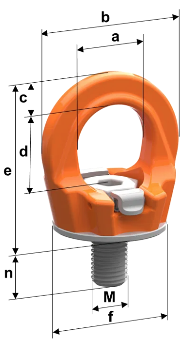 Maßzeichnungen und Abmessungen von pewag Ringschrauben PLGW Gamma Metrisch oder Zoll