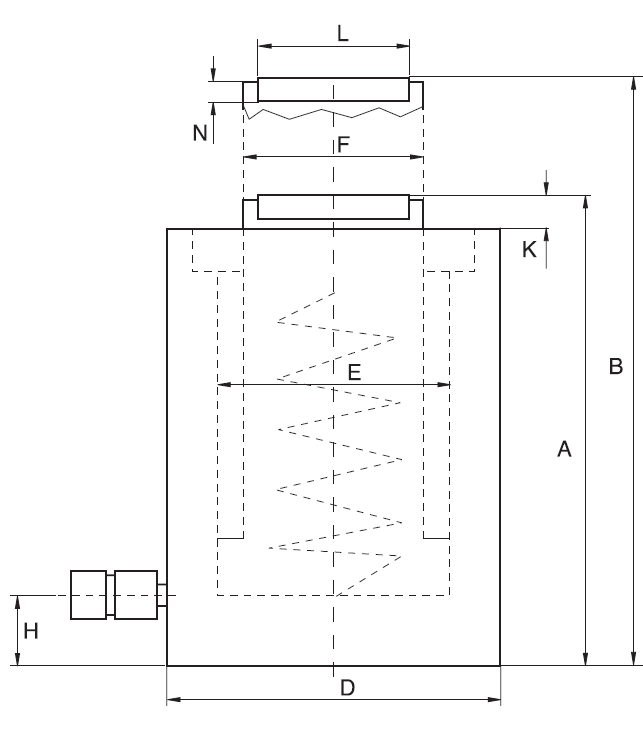 Maßzeichnungen und Abmessungen von Simson Einfachwirkende Zylinder mit Federrückzug Aluminium