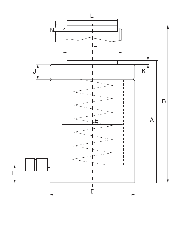 Maßzeichnungen und Abmessungen von Simson Zylinder mit Sicherungsmutter, Federrückzug Aluminium