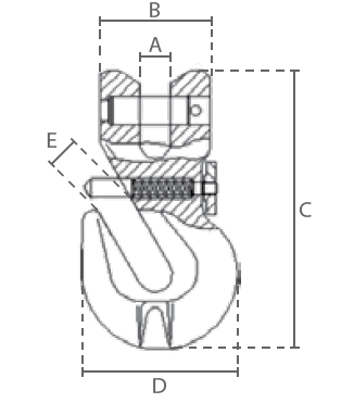 Maßzeichnungen und Abmessungen von DELTALOCK® Gabelkopf-Verkürzungshaken mit Sicherungsbolzen - Güteklasse 8 nach EN 1677