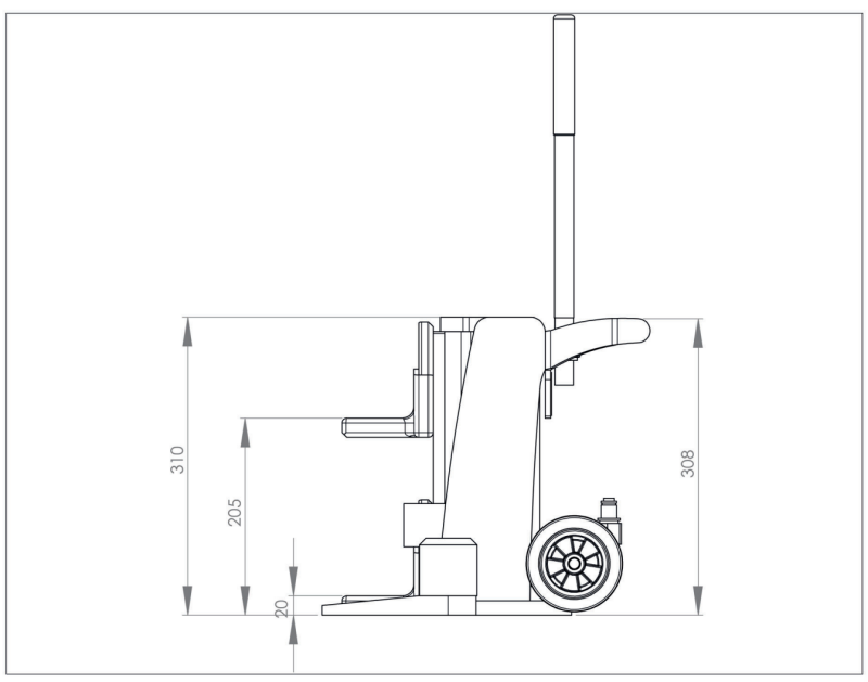 Maßzeichnungen und Abmessungen von JUNG JH 15 G plus EX - Maschinenheber ohne integrierte Pumpeneinheit