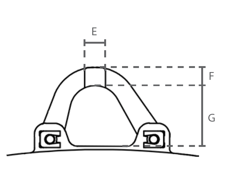 Maßzeichnungen und Abmessungen von Ösenaufhängung für DELTA elektrischen Kettenzug DEH