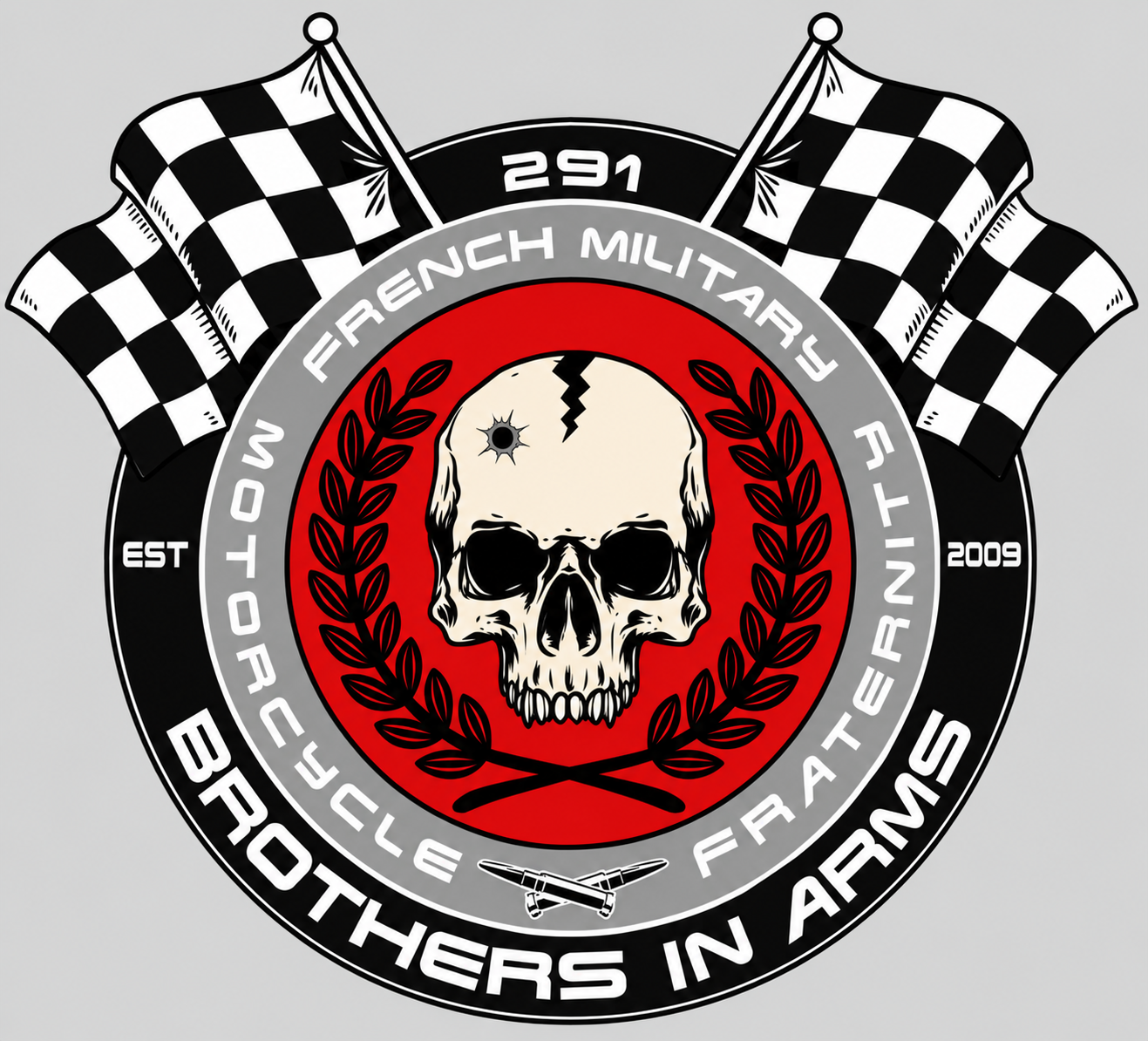 Magnet Brothers In Arms – Skull & Drapeaux à damier