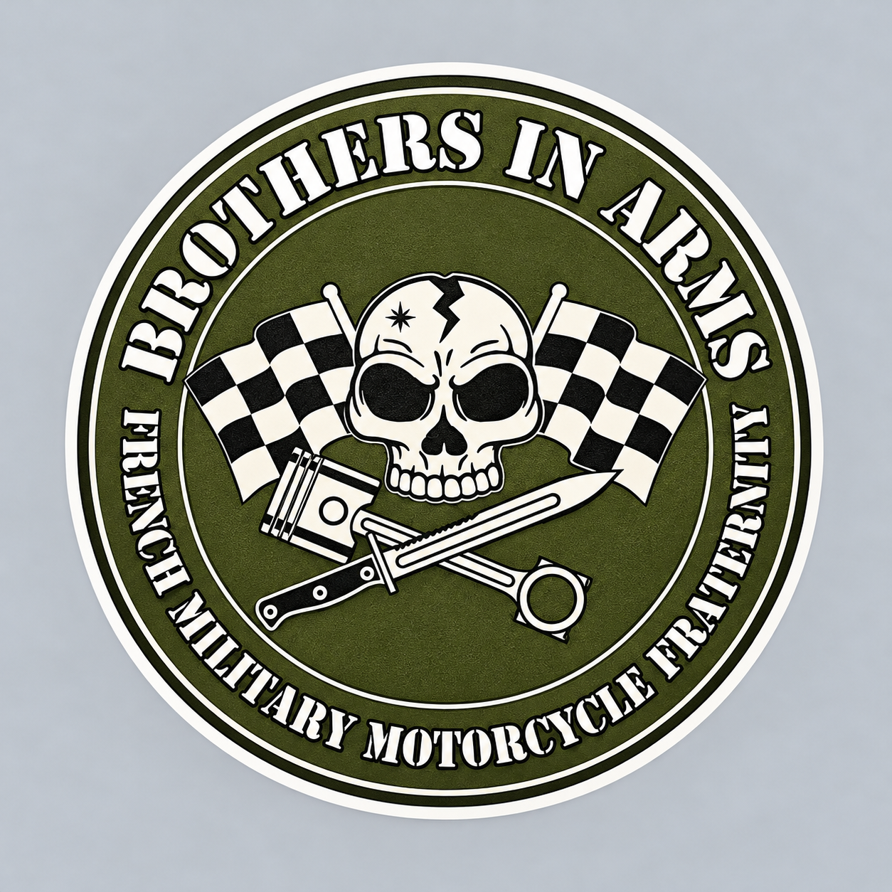 Sticker Brothers in Arms – French Military Motorcycle Fraternity – Skull & Moto