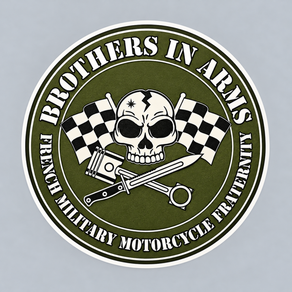 Sticker Brothers in Arms – French Military Motorcycle Fraternity – Skull & Moto