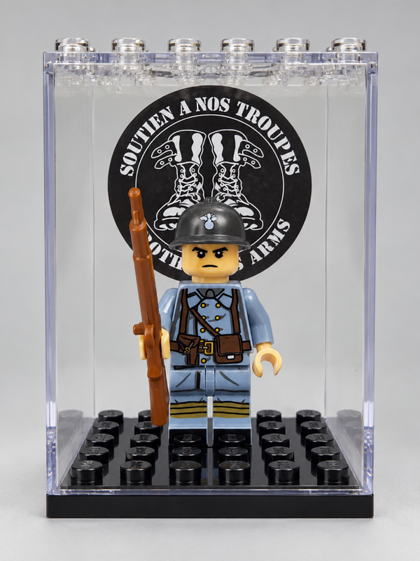 Figurine Poilu 14-18 – Soldat Français Première Guerre Mondiale avec Vitrine de Protection