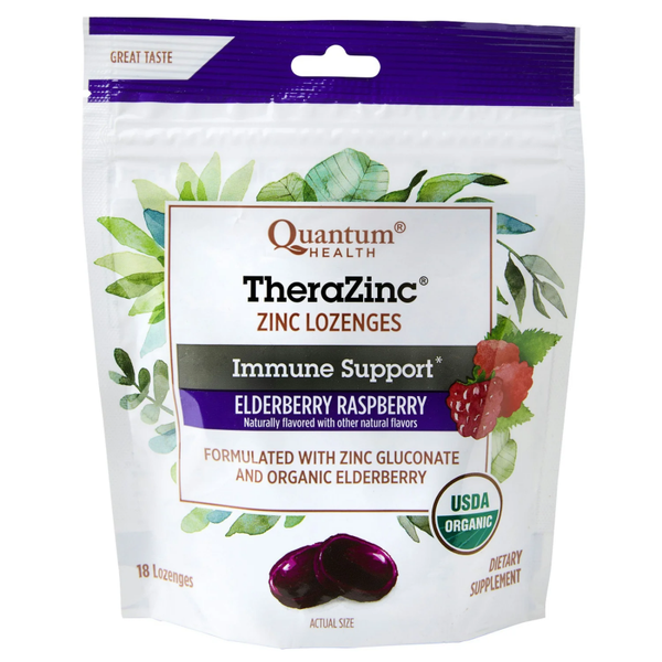 TheraZinc Zinc Lozenges Immune Support Elderberry Raspberry 18 lozenges