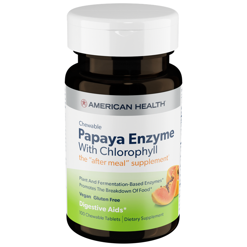 American Health - Papaya Enzyme With Chlorophyll Chewable - 100 Chewable Tablets
