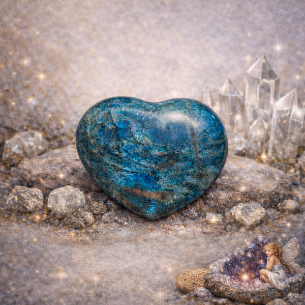 Galet Coeur Apatite Bleue