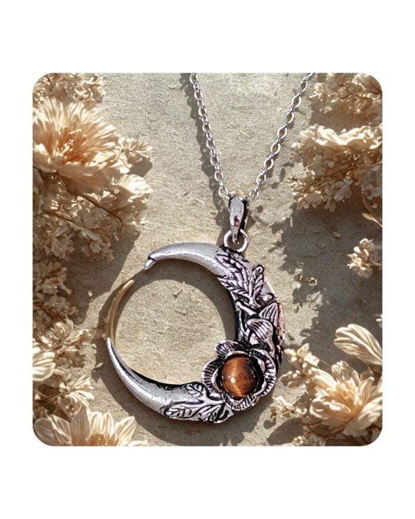 Pendentif lune Oeil de tigre