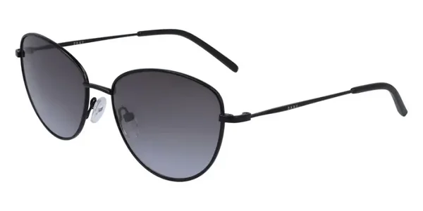 DKNY Sun - DK103S 033 - Shiny Black Oval Metal Sunglasses - Smoke Gradient Lens