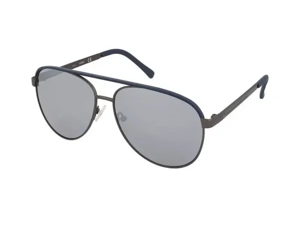 GUESS - GF0172/S 08C - Drop-Eye Sunglasses - Blue/Black Metal - Mirrored Lens