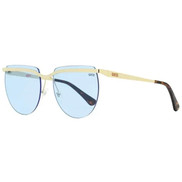 Guess Sunglasses - GU8203/S 32V - Gold Rimless Frame - Havana Temple - Blue Lens