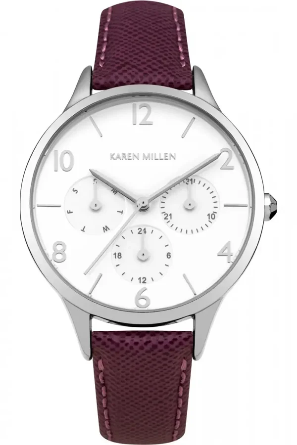 Karen Millen  - Multi-Dial - Purple Leather Strap - Quartz - 31mm - KM155V