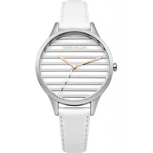 Karen Millen Wristwatch - Analogue - Horizontal Stripe - White Leather - KM161W