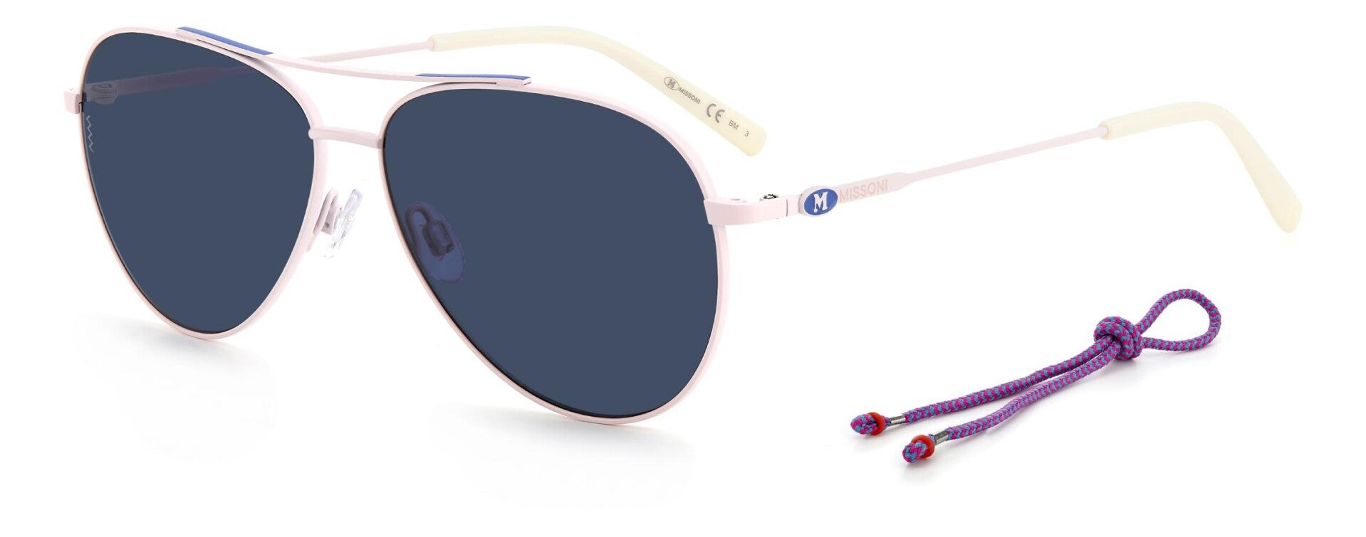 Missoni Women's Sunglasses - MMI 0078/S 3ZJ/KU - Pink Metal Frame - Grey/Blue Lens - 145 x 58 x 13mm.