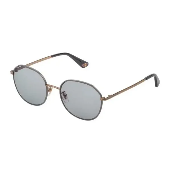 Police - SPL778N 02A8 - Gold & Silver Round Metal Sunglasses - Grey Lens