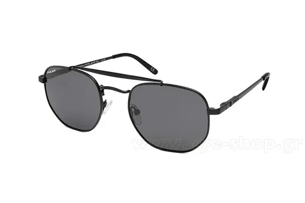Polar 'Slider 76' Matt Black Metal Frame - Double-Bridge - Grey Polarised Lens