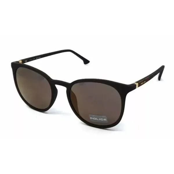 Police - SPL343M T32G - Matt Brown Sunglasses - Amber/Grey Mirrored Lens