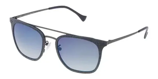 Police -SPL152N AG2B - Matt Blue Square Metal Frame - Mirrored Blue/Grey Lens - 140 x 53 x 20mm.