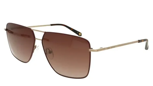 Ted Baker 'NICHOL' - TB1486 204 59 - Burgundy & Gold Metal Frame - Brown Lens