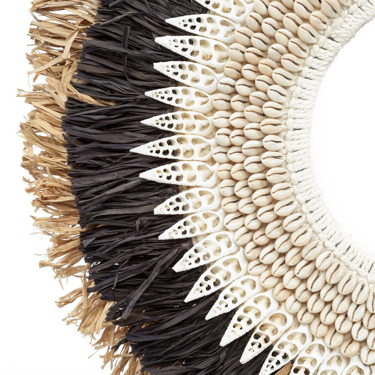 Raffia stand naturel zwart - L