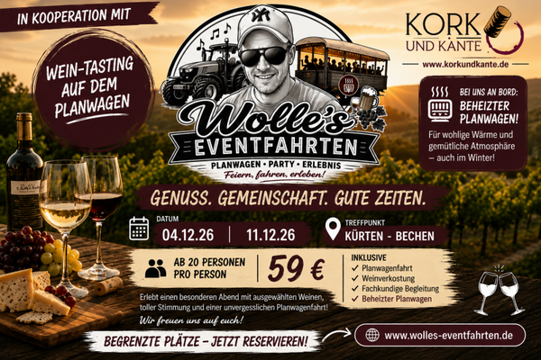 Wine-Tasting-Planwagenfahrt – 11.12.2026