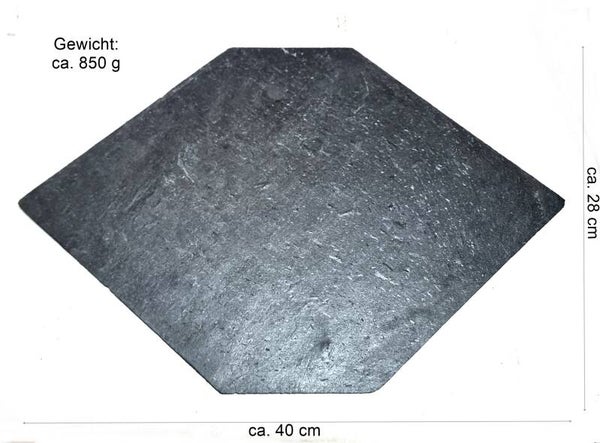 Große flache Schieferplatte mit Loch und Edelstahlschraube