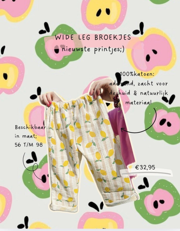 WIDE-LEG broekjes 100% katoen