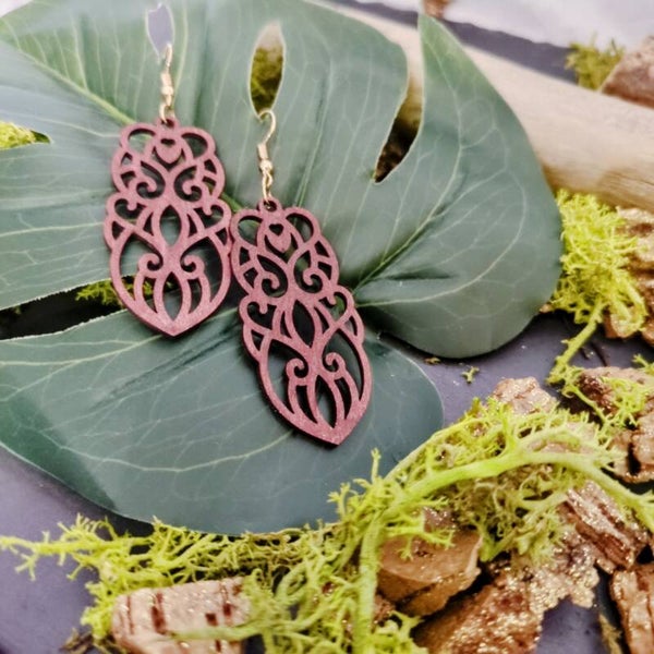 Boucles d'oreilles, bois