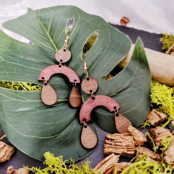 Boucles d'oreilles, bois