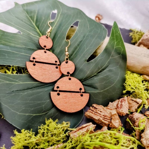Boucles d'oreilles, bois