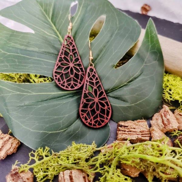 Boucles d'oreilles, bois