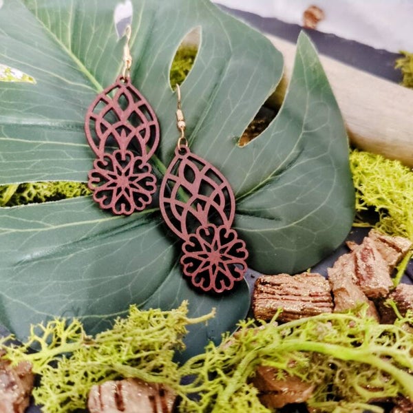 Boucles d'oreilles, bois
