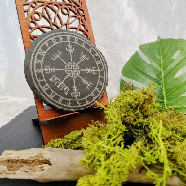 Sous verre ardoise rond, Vegvisir