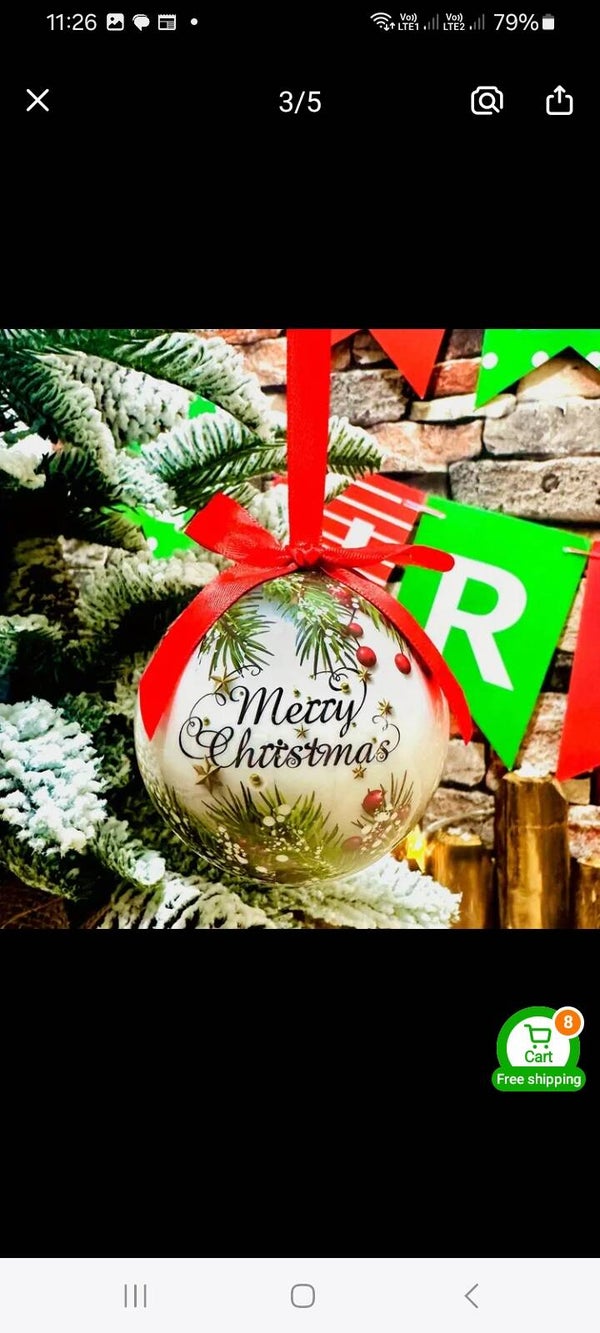 4pcs Premium Christmas Ornament Set - 8.0cm Spruce Printed Balls in Gift Box, Perfect for Holiday Decorations & Tree Hanging