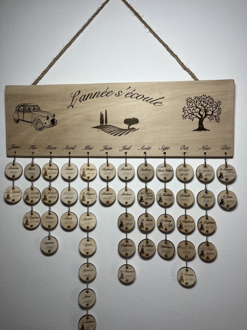 Personnalisation de Calendrier d'anniversaire