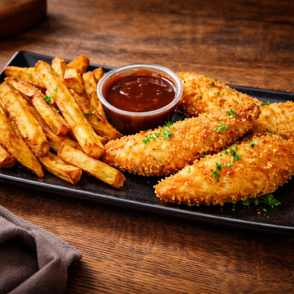 HOMEMADE CHICKEN TENDERS AND FRIES 3 pieces