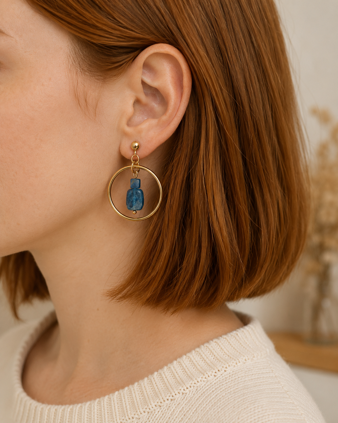 Adina _ Boucles d’oreille en pierre d’Apatite